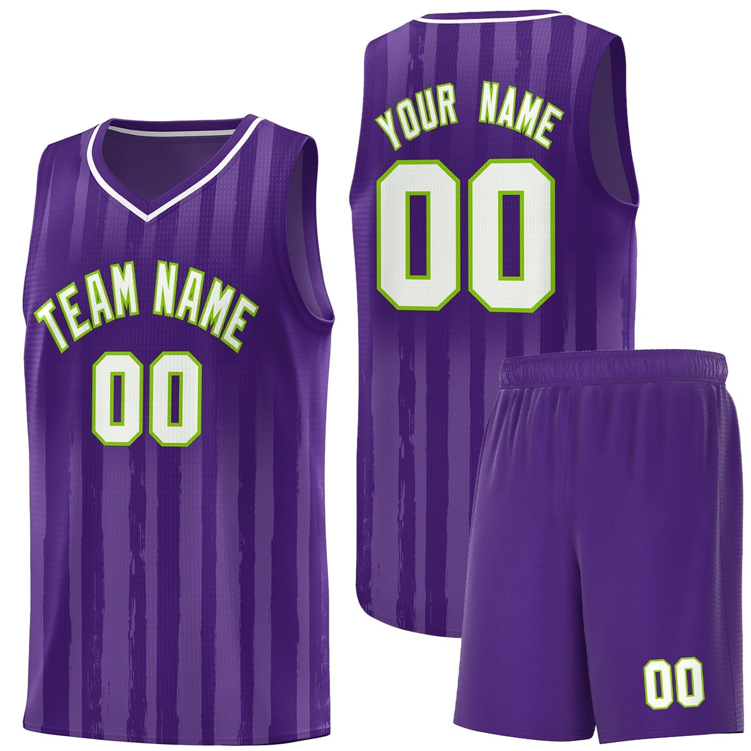 Custom Purple White Vertical Striped Pattern Sports Uniform Basketball Jersey