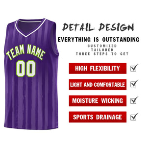 Custom Purple White Vertical Striped Pattern Sports Uniform Basketball Jersey