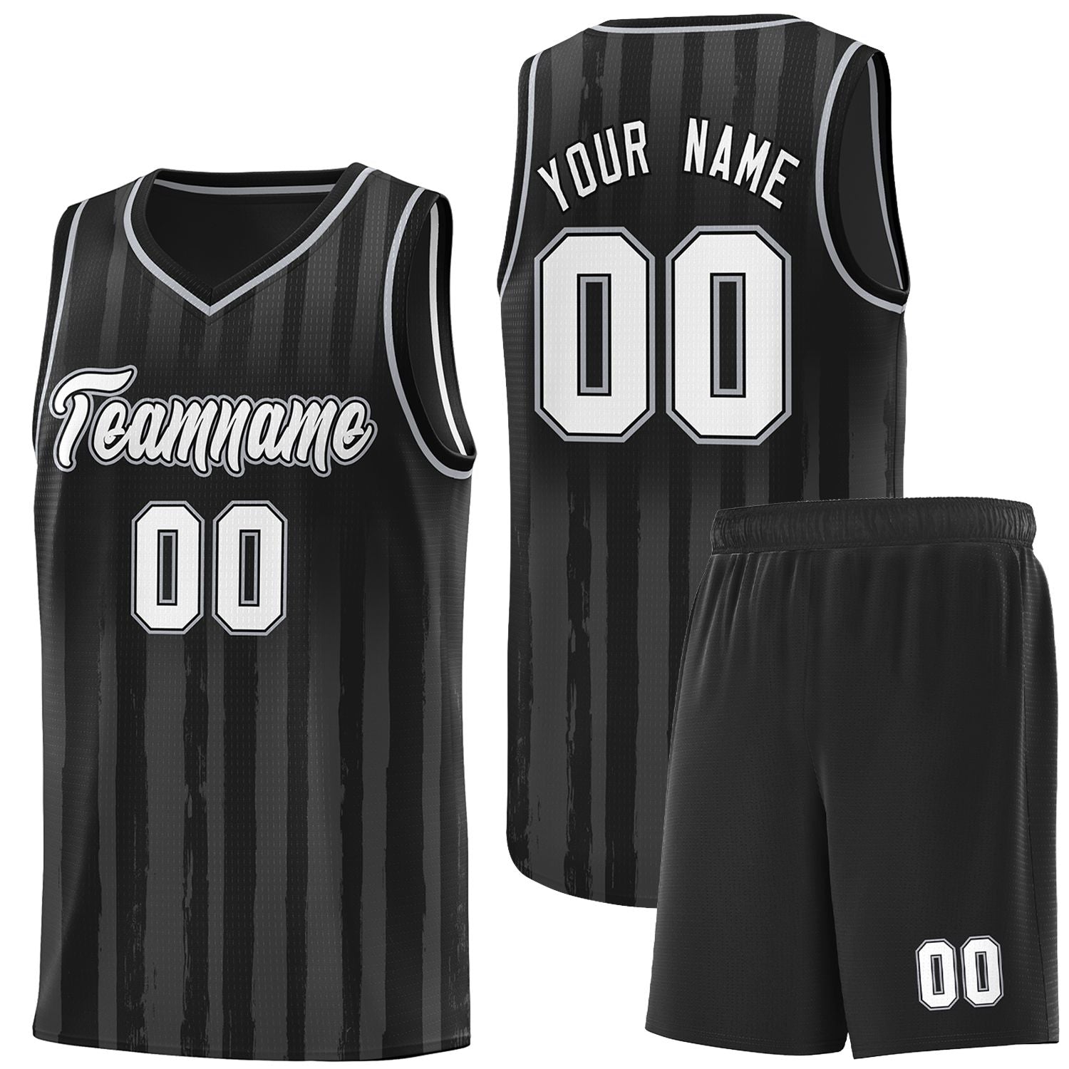 Custom Black White Vertical Striped Pattern Sports Uniform Basketball Jersey