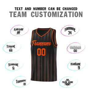 Custom Black Orange Vertical Striped Pattern Sports Uniform Basketball Jersey