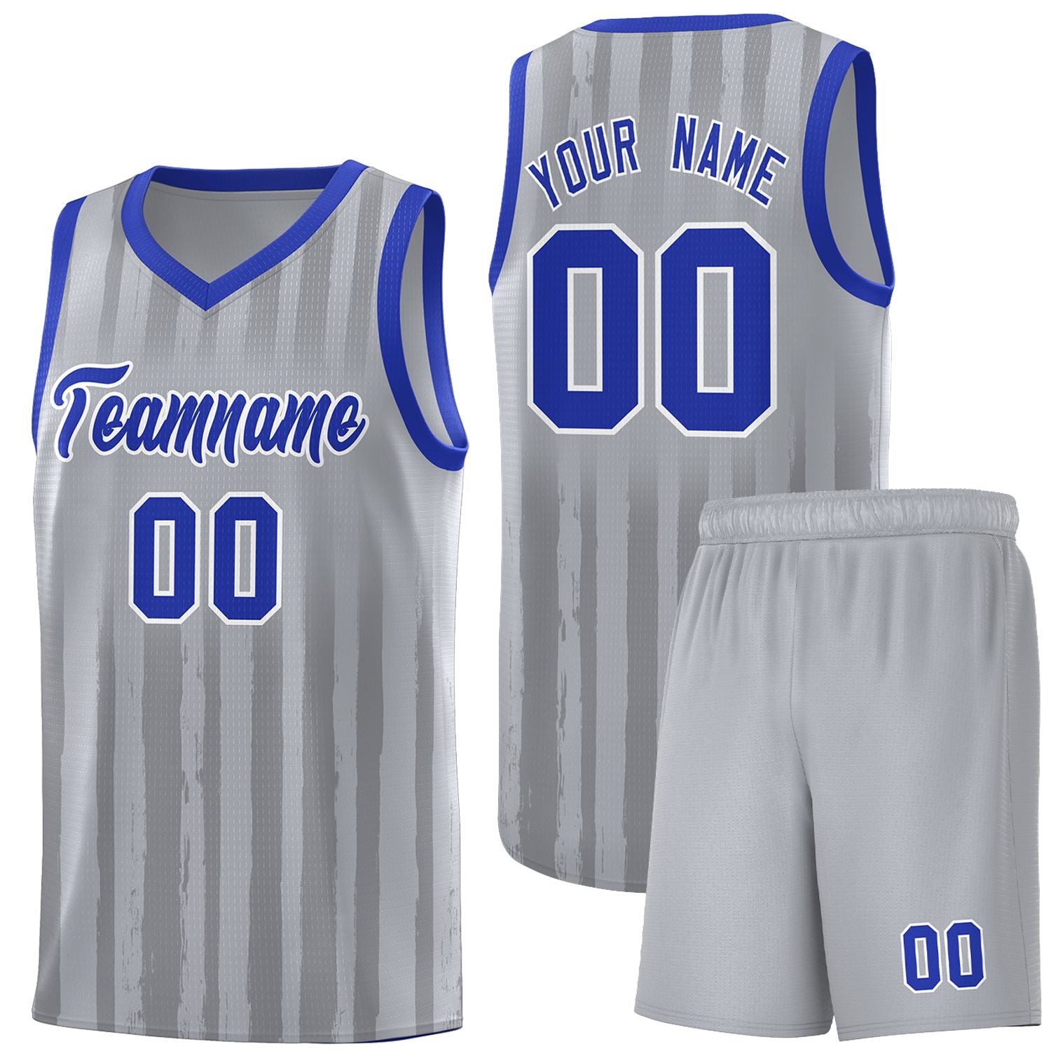 Custom Gray Royal Vertical Striped Pattern Sports Uniform Basketball Jersey