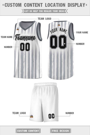 Custom White Black Vertical Striped Pattern Sports Uniform Basketball Jersey