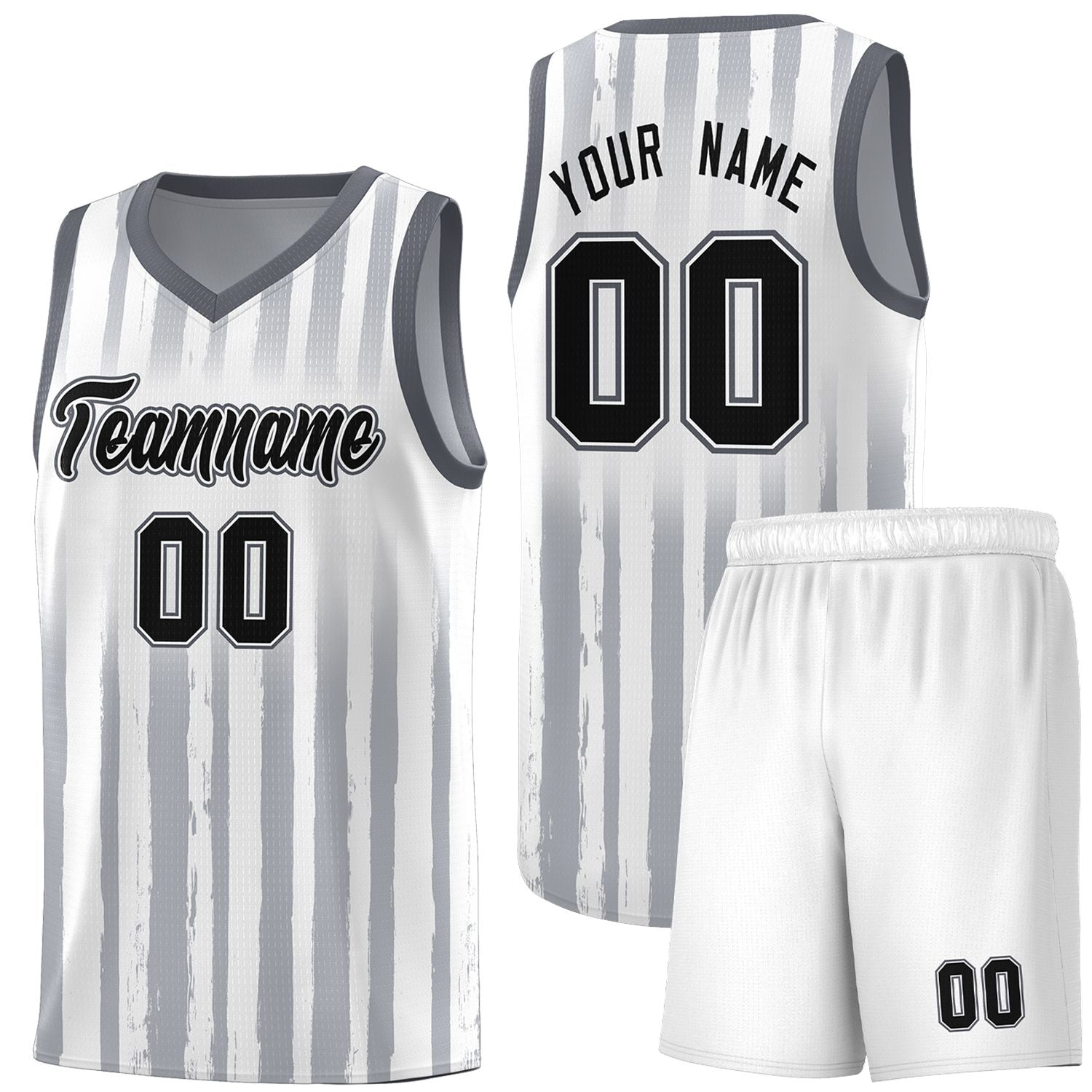 Custom White Black Vertical Striped Pattern Sports Uniform Basketball Jersey