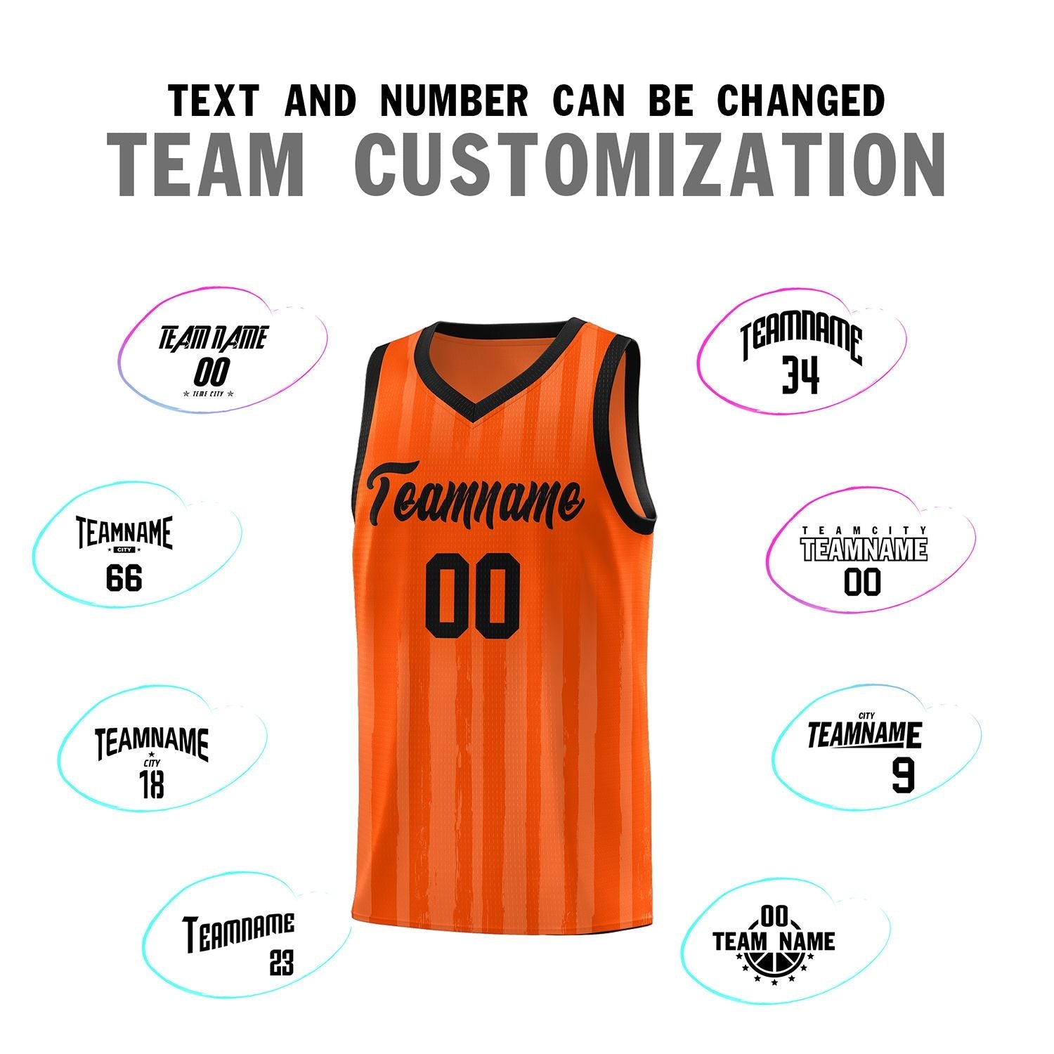 Custom Orange Black Vertical Striped Pattern Sports Uniform Basketball Jersey