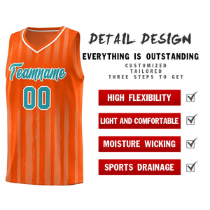 Custom Orange Aqua Vertical Striped Pattern Sports Uniform Basketball Jersey