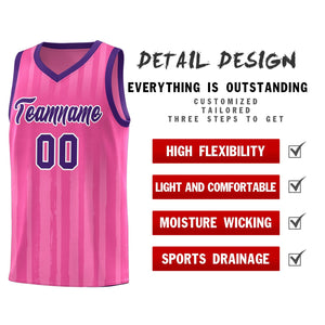 Custom Pink Purple Vertical Striped Pattern Sports Uniform Basketball Jersey