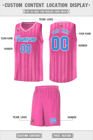 Custom Pink Powder Blue Vertical Striped Pattern Sports Uniform Basketball Jersey