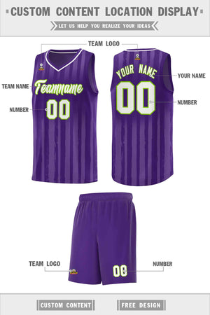 Custom Purple White Vertical Striped Pattern Sports Uniform Basketball Jersey