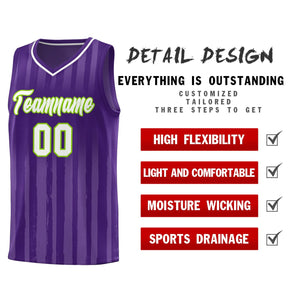 Custom Purple White Vertical Striped Pattern Sports Uniform Basketball Jersey