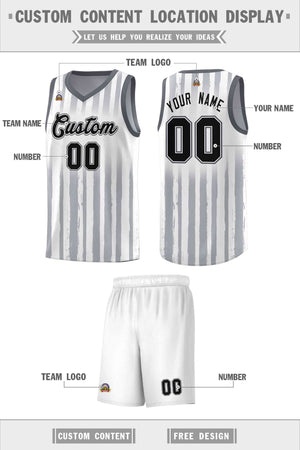 Custom White Black Vertical Striped Pattern Sports Uniform Basketball Jersey