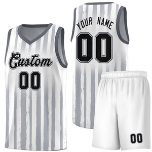 Custom White Black Vertical Striped Pattern Sports Uniform Basketball Jersey