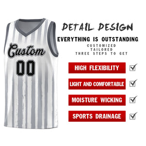 Custom White Black Vertical Striped Pattern Sports Uniform Basketball Jersey