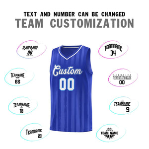 Custom Royal White Vertical Striped Pattern Sports Uniform Basketball Jersey