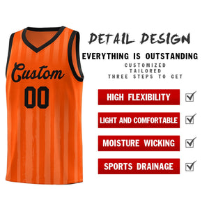 Custom Orange Black Vertical Striped Pattern Sports Uniform Basketball Jersey