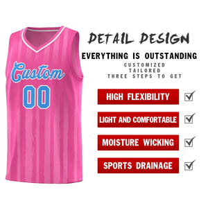 Custom Pink Powder Blue Vertical Striped Pattern Sports Uniform Basketball Jersey