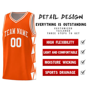 Custom Orange White-Light Orange Side Two-Color Triangle Splicing Sports Uniform Basketball Jersey