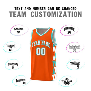 Custom Orange White-Aqua Side Two-Color Triangle Splicing Sports Uniform Basketball Jersey