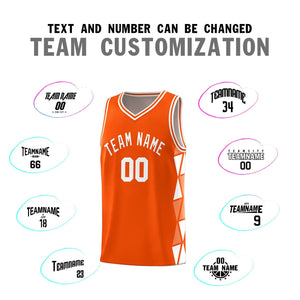 Custom Orange White-Light Orange Side Two-Color Triangle Splicing Sports Uniform Basketball Jersey