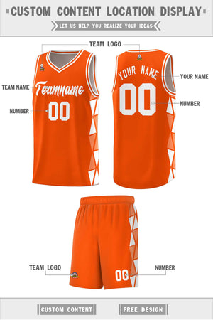 Custom Orange White-Light Orange Side Two-Color Triangle Splicing Sports Uniform Basketball Jersey