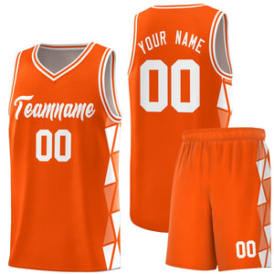 Custom Orange White-Light Orange Side Two-Color Triangle Splicing Sports Uniform Basketball Jersey