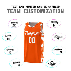 Custom Orange White-Light Orange Side Two-Color Triangle Splicing Sports Uniform Basketball Jersey