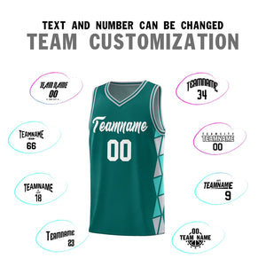 Custom Aqua Gray-Aqua Side Two-Color Triangle Splicing Sports Uniform Basketball Jersey