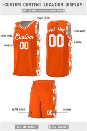 Custom Orange White-Light Orange Side Two-Color Triangle Splicing Sports Uniform Basketball Jersey