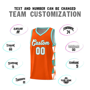 Custom Orange White-Aqua Side Two-Color Triangle Splicing Sports Uniform Basketball Jersey