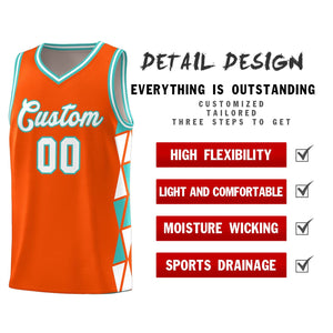 Custom Orange White-Aqua Side Two-Color Triangle Splicing Sports Uniform Basketball Jersey