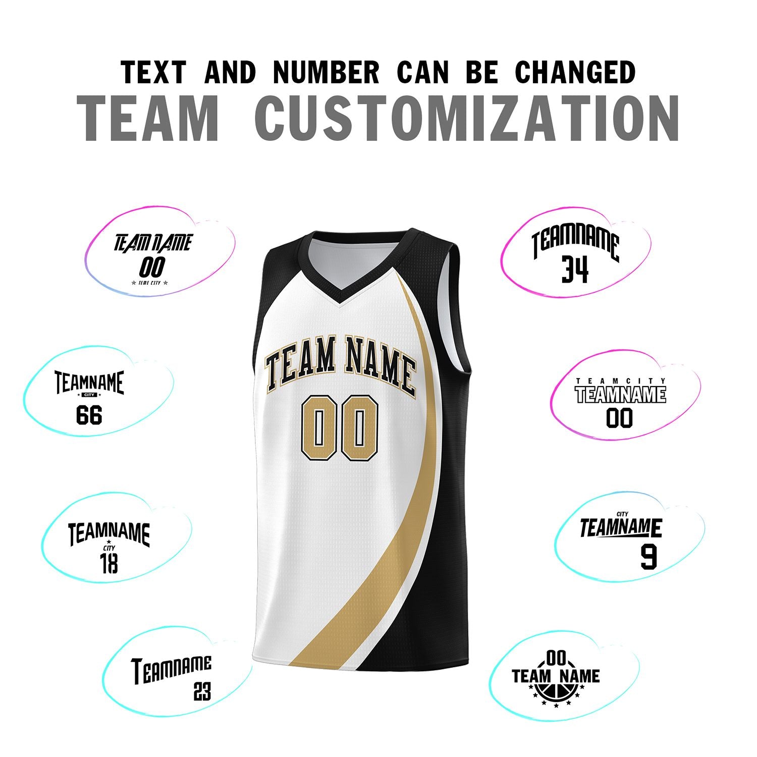 Custom White Old Gold-Black Color Block Sports Uniform Basketball Jersey