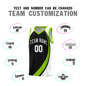 Custom Black Neon Green-White Color Block Sports Uniform Basketball Jersey