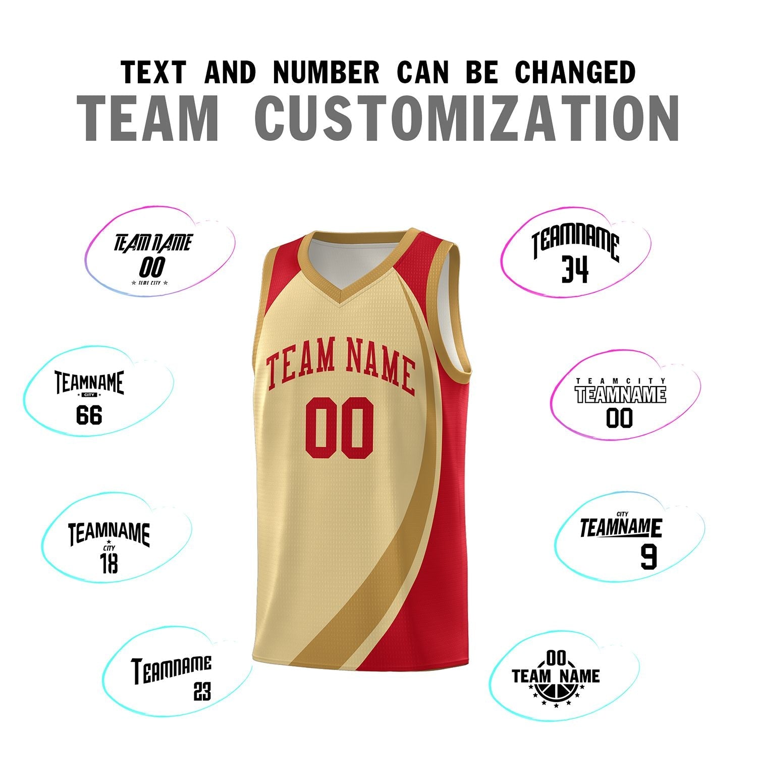 Custom Khaki Old Gold-Red Color Block Sports Uniform Basketball Jersey