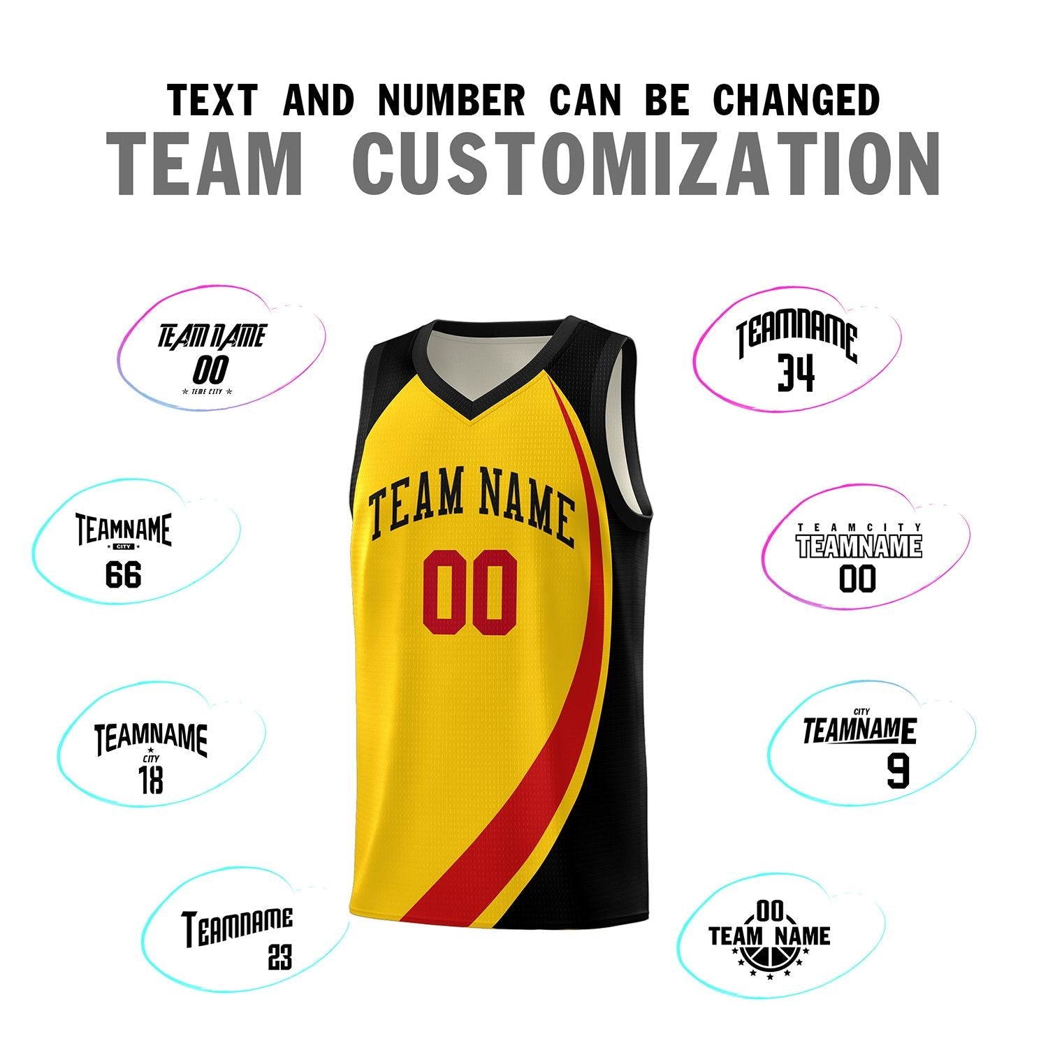 Custom Gold Red-Black Color Block Sports Uniform Basketball Jersey