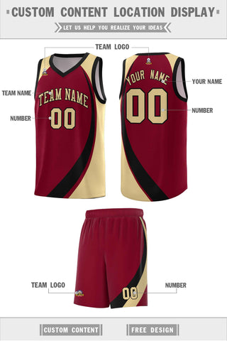 Custom Crimson White-Khaki Color Block Sports Uniform Basketball Jersey
