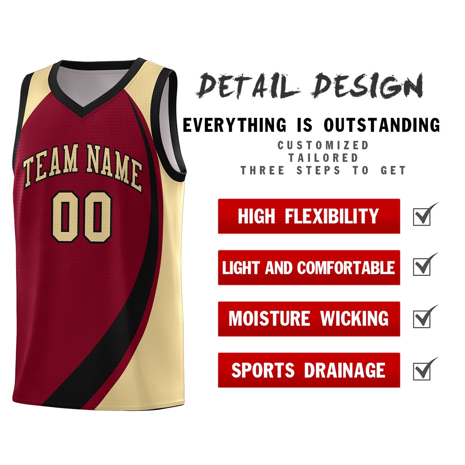 Custom Crimson White-Khaki Color Block Sports Uniform Basketball Jersey