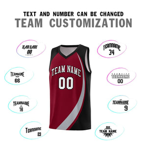 Custom Crimson Gray-Black Color Block Sports Uniform Basketball Jersey