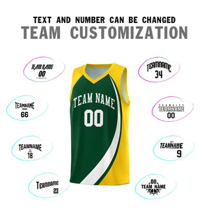 Custom Green White-Gold Color Block Sports Uniform Basketball Jersey