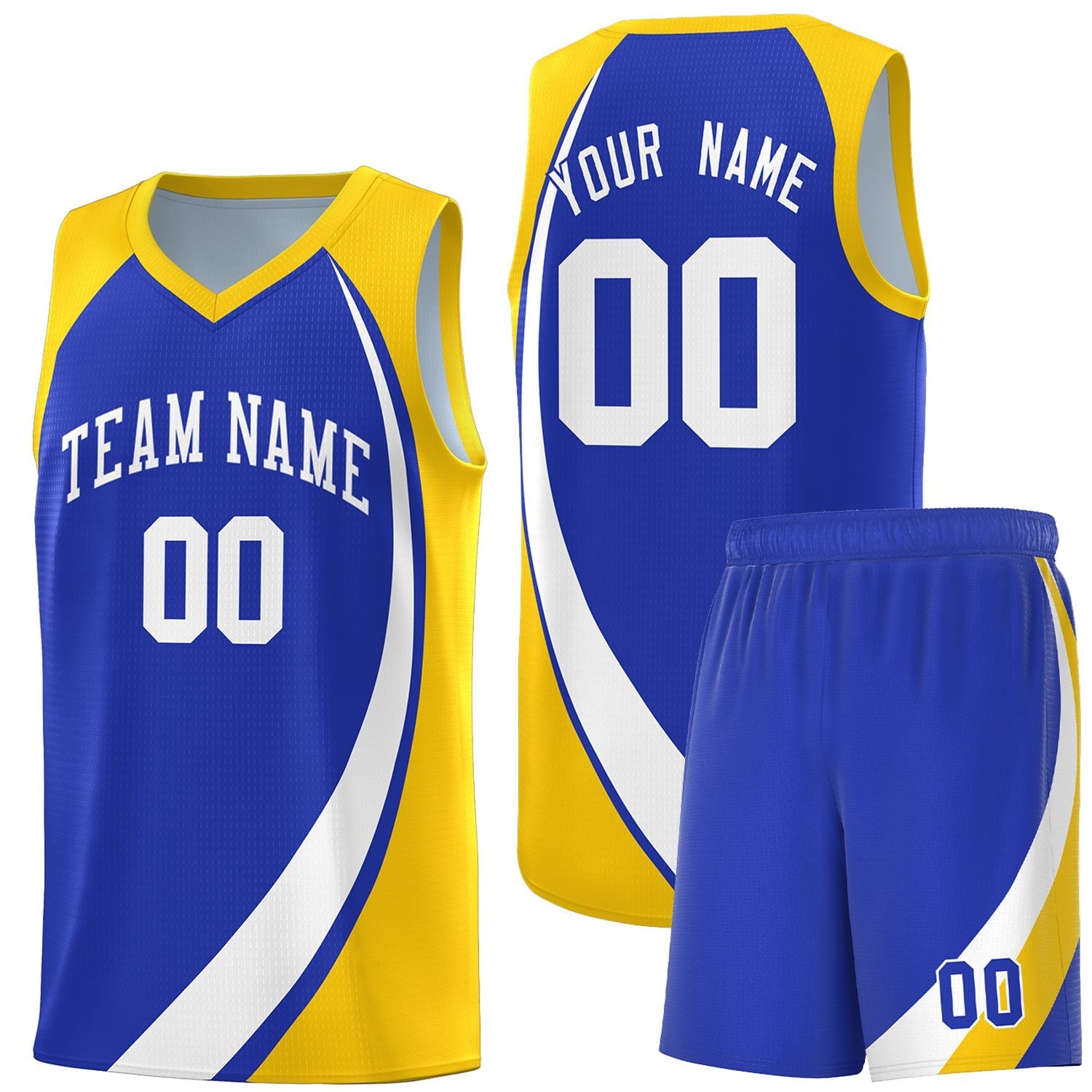 Custom Royal White-Gold Color Block Sports Uniform Basketball Jersey