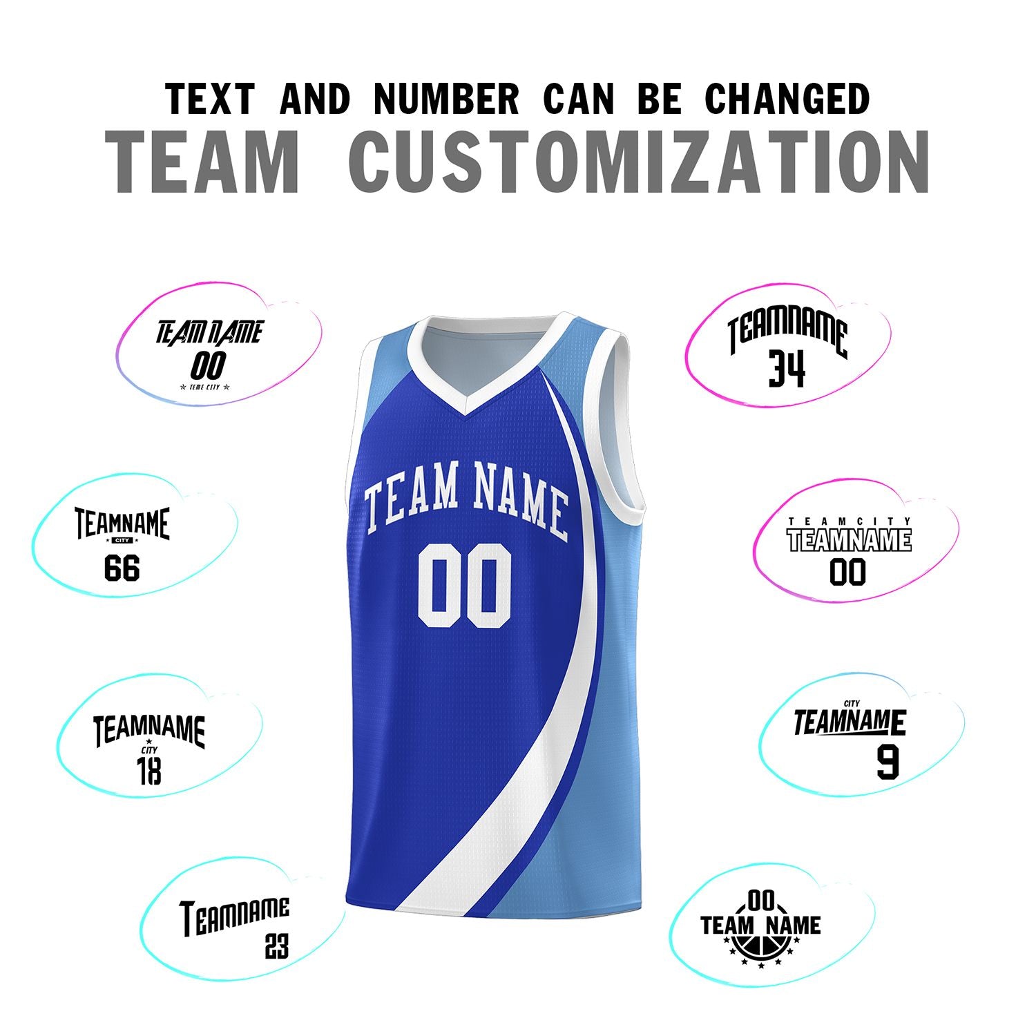 Custom Royal White-Light Blue Color Block Sports Uniform Basketball Jersey