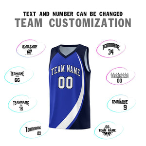 Custom Royal White-Navy Color Block Sports Uniform Basketball Jersey