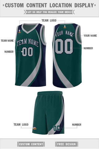 Custom Aqua Gray-Navy Color Block Sports Uniform Basketball Jersey