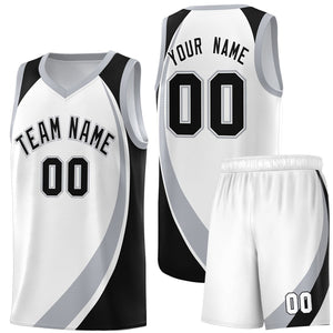 Custom White Gray-Black Color Block Sports Uniform Basketball Jersey