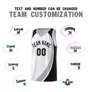 Custom White Gray-Black Color Block Sports Uniform Basketball Jersey