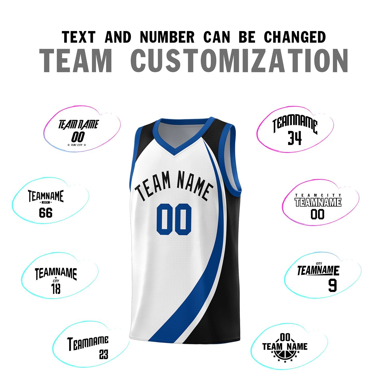 Custom White Royal-Navy Color Block Sports Uniform Basketball Jersey