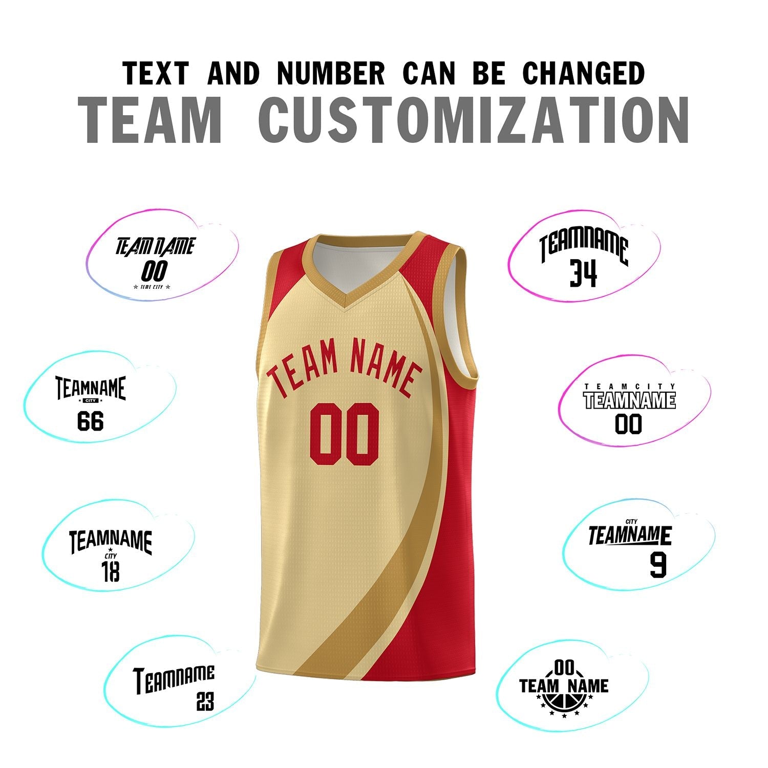 Custom Khaki Old Gold-Red Color Block Sports Uniform Basketball Jersey