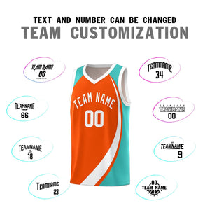 Custom Orange White-Aqua Color Block Sports Uniform Basketball Jersey