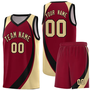 Custom Crimson White-Khaki Color Block Sports Uniform Basketball Jersey