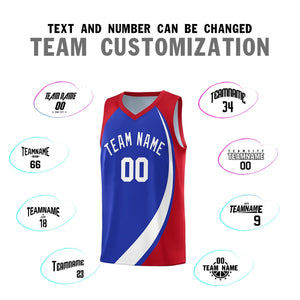 Custom Royal White-Red Color Block Sports Uniform Basketball Jersey