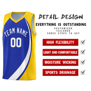 Custom Royal White-Gold Color Block Sports Uniform Basketball Jersey