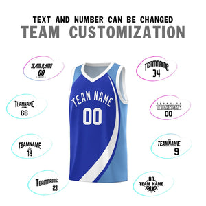 Custom Royal White-Light Blue Color Block Sports Uniform Basketball Jersey